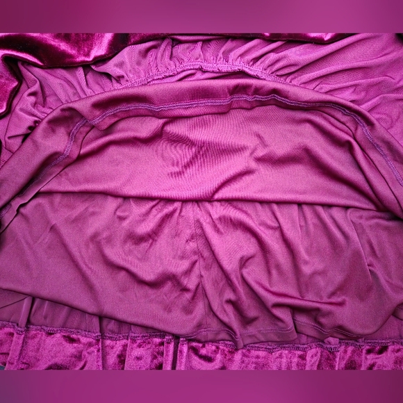 NWT - Halogen "Merlot" Velvet Stretch Flounce Hem Lined Midi Dress - Size XL - Picture 13 of 16